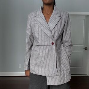 Gray Striped Women's Blazer